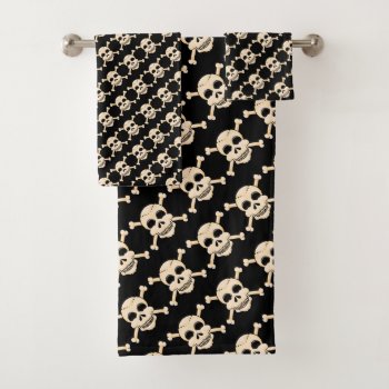 Skull & Crossbones Bathroom Towel Set by Shenanigins at Zazzle