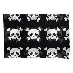 Skull Crossbones: Black-White Pattern. Pillow Case