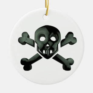 skull crossbones ceramic ornament