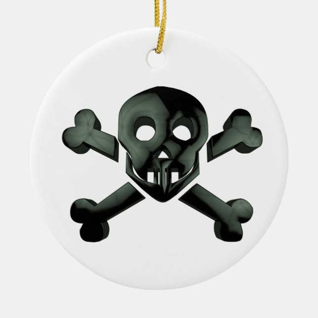 skull crossbones ceramic ornament (Front)