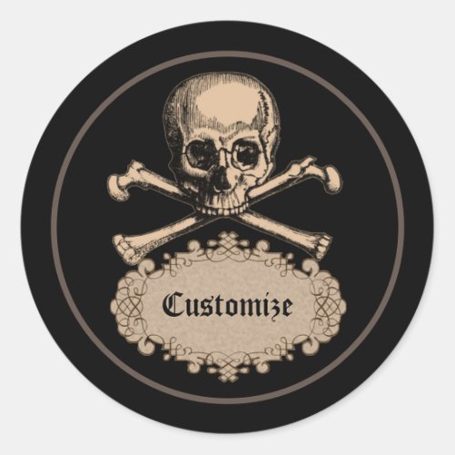 Skull  Crossbones Classic Round Sticker