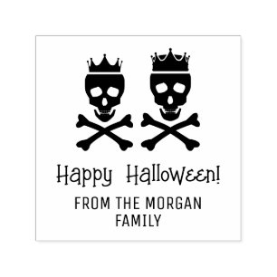 Skull & Crossbones Crowned Couple Happy Halloween Self-inking Stamp