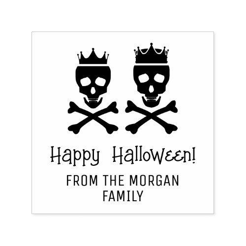 Skull & Crossbones Crowned Couple Happy Halloween Self-inking Stamp