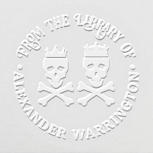 Skull & Crossbones Crowned Couple Library Book Embosser