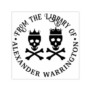 Skull & Crossbones Crowned Couple Library Book Self-inking Stamp
