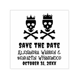Skull & Crossbones Crowned Couple Save the Date Self-inking Stamp