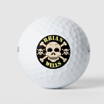 Skull & Crossbones Customized Golf Balls by Shenanigins at Zazzle