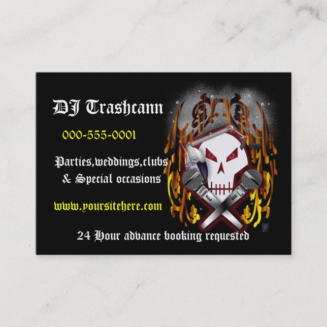 skull & crossbones DJ Business Card (Front)