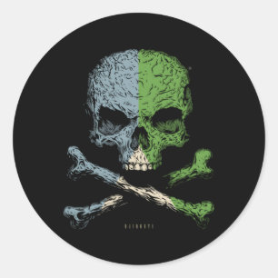 Skull Crossbones Djibouti Flag Skeleton Djiboutian Classic Round Sticker