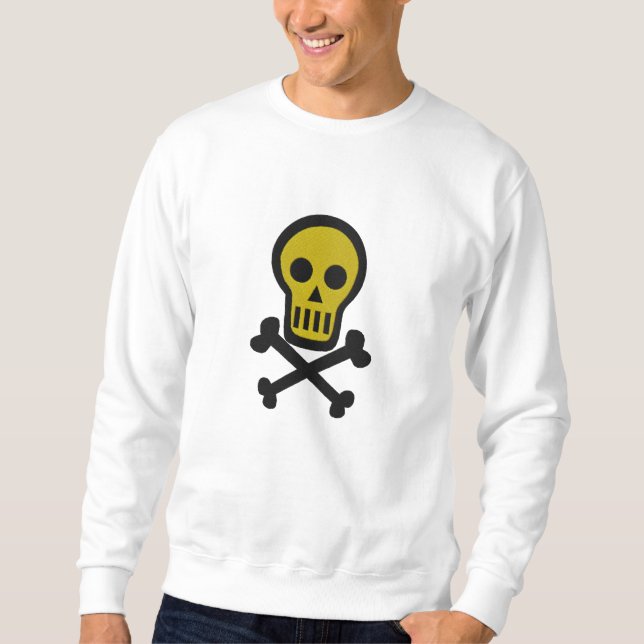 Skull & Crossbones Goth Pirate Fantasy Design Embroidered Sweatshirt (Front)