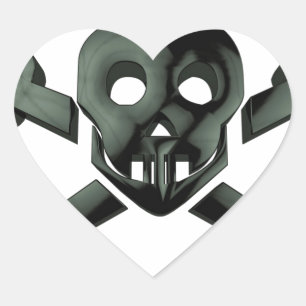 skull crossbones heart sticker