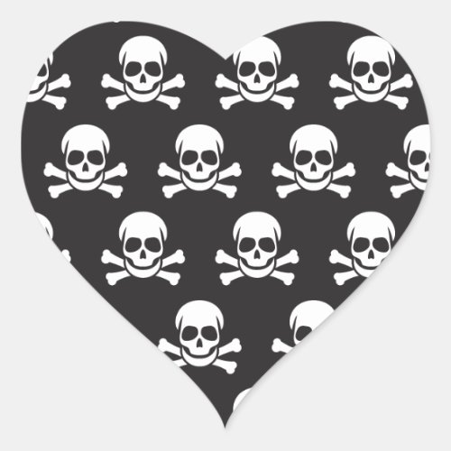 Skull  Crossbones Heart Sticker