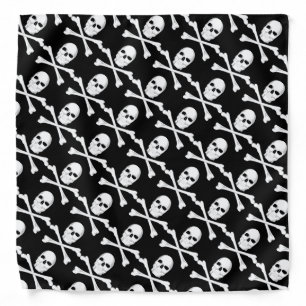 Skull Crossbones Jolly Roger Black/White Bandana