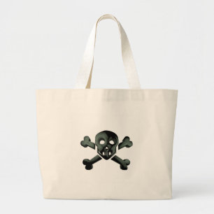 skull crossbones large tote bag