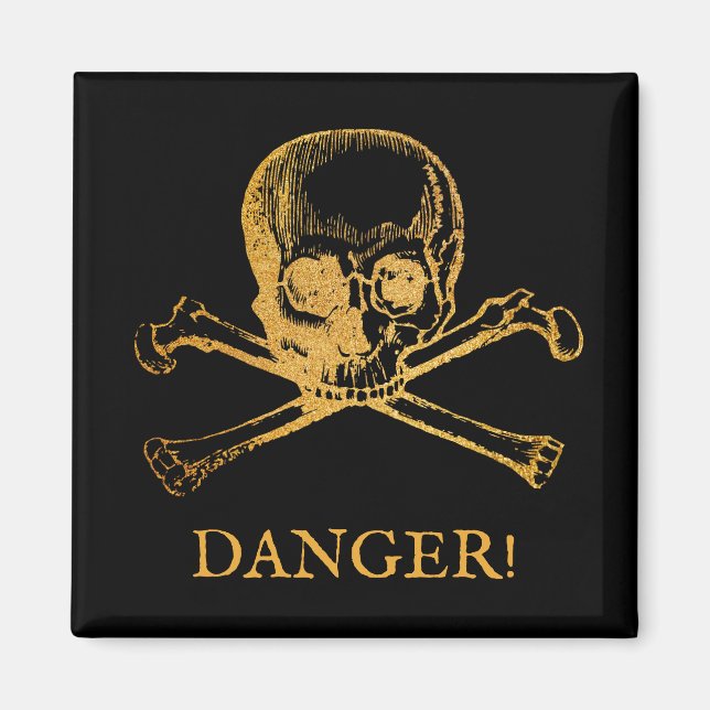 Skull & Crossbones | Magnet | Custom Text | Black (Front)