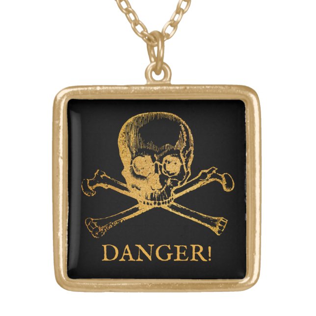 Skull & Crossbones | Necklace | Custom Text | (Front)