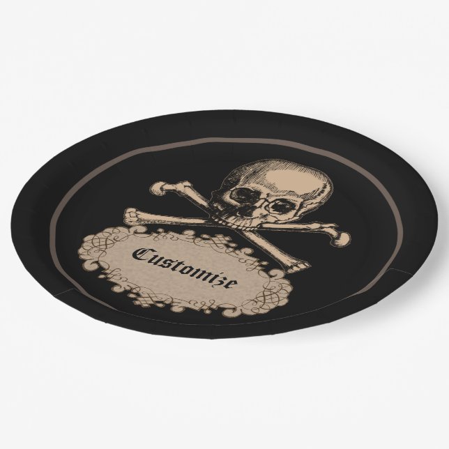 Skull & Crossbones Paper Plates (Angled)