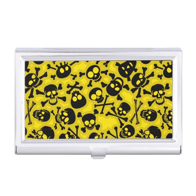 Skull & Crossbones Pattern Business Card Holder (Front)