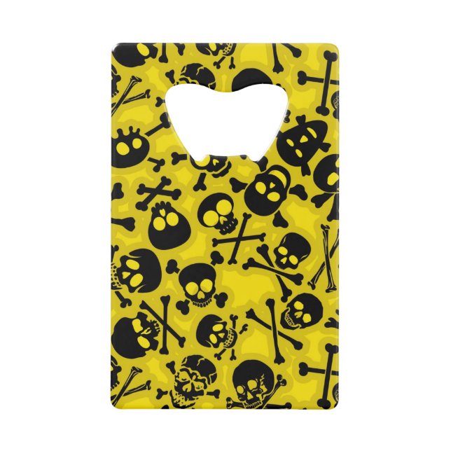 Skull & Crossbones Pattern Credit Card Bottle Opener (Front)