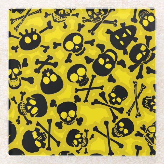 Skull & Crossbones Pattern Glass Coaster (Front)