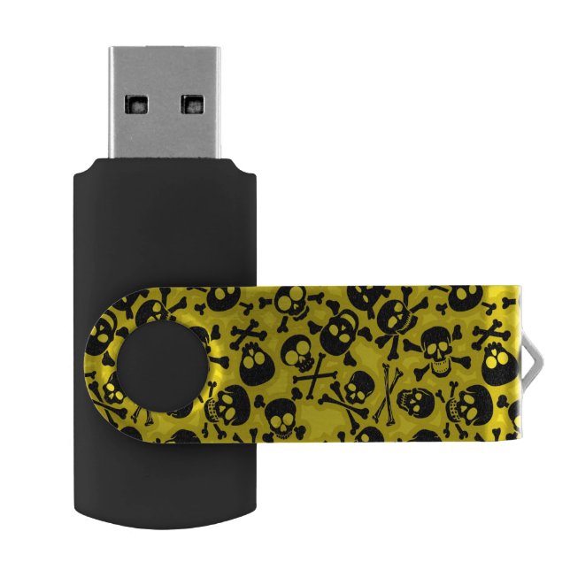Skull & Crossbones Pattern USB Flash Drive (Opened)