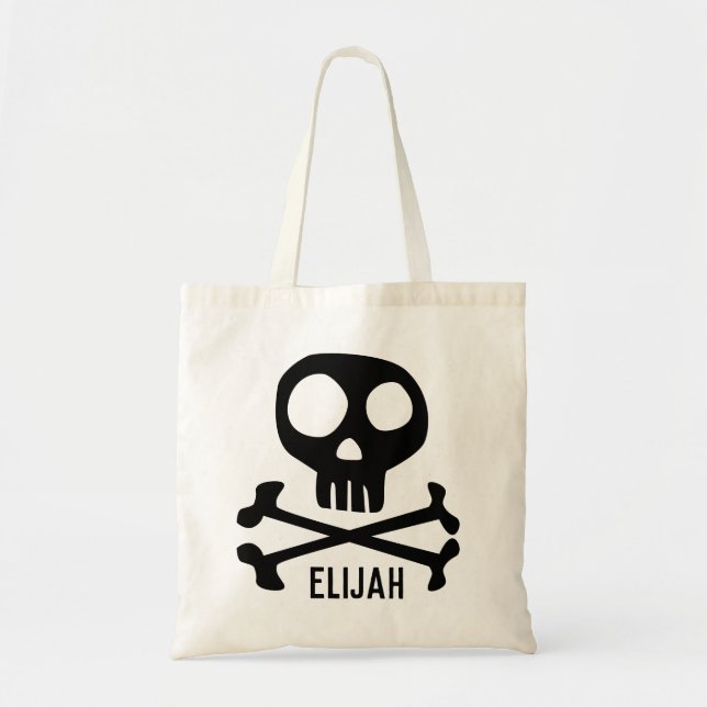Skull & Crossbones Personalized Name Tote Bag (Front)
