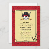 Skull crossbones pirate birthday party invitation (Front/Back)