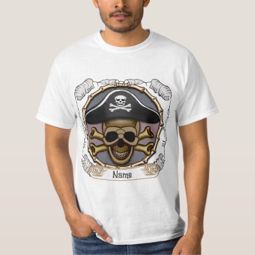 Skull Crossbones Pirate custom name T_Shirt