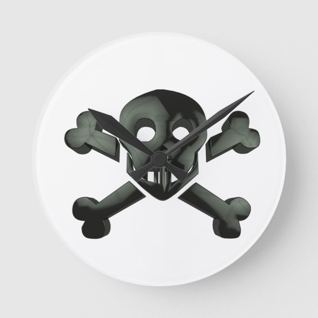 skull crossbones round clock (Front)