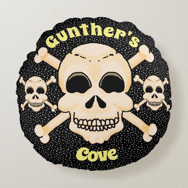 Skull & Crossbones Round Pillow (Front)
