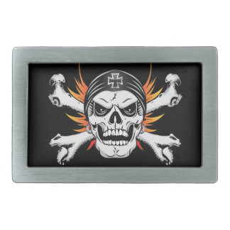 Skull Crossbones with Flaming Wings Belt Buckle