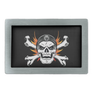 Skull Crossbones with Flaming Wings Belt Buckle