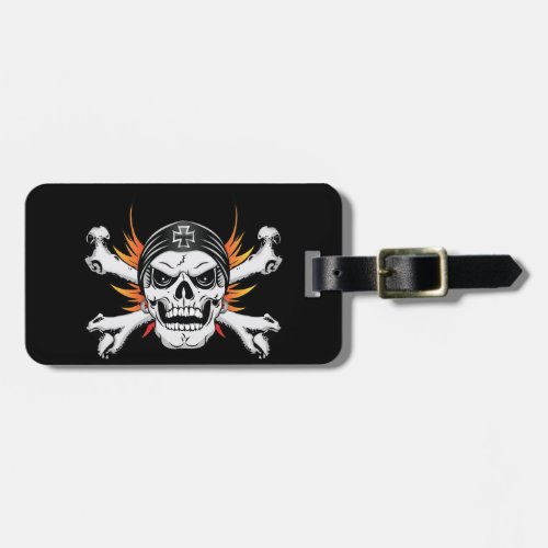 Skull Crossbones with Flaming Wings Luggage Tag
