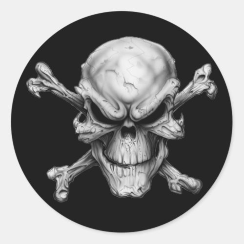 Skull Crossed Bones Classic Round Sticker