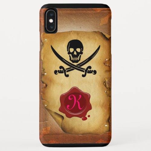 SKULL CROSSED SWORDS  MONOGRAM wax seal parchment iPhone XS Max Case