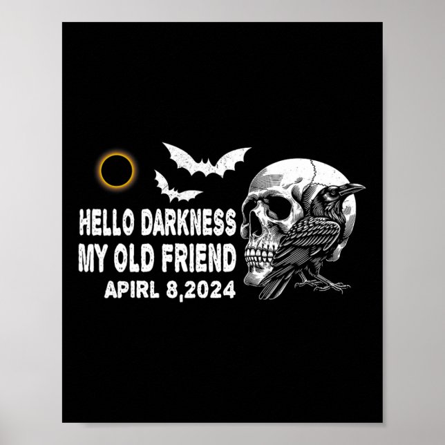 Skull Crow Hello Darkness My Old Friend Solar Ecli Poster (Front)