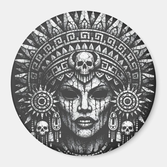 Skull‑Crowned Priestess — by BurnsInHell Magnet (Front)