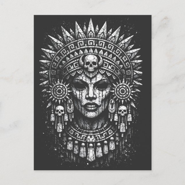 Skull‑Crowned Priestess — by BurnsInHell Postcard (Front)