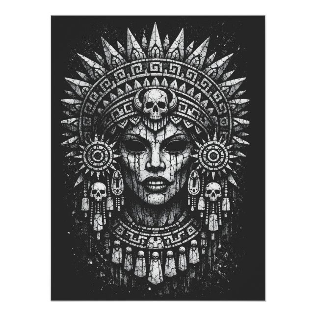 Skull‑Crowned Priestess — by BurnsInHell Poster (Front)