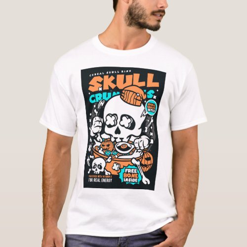 skull crunch cereal pop art T_Shirt