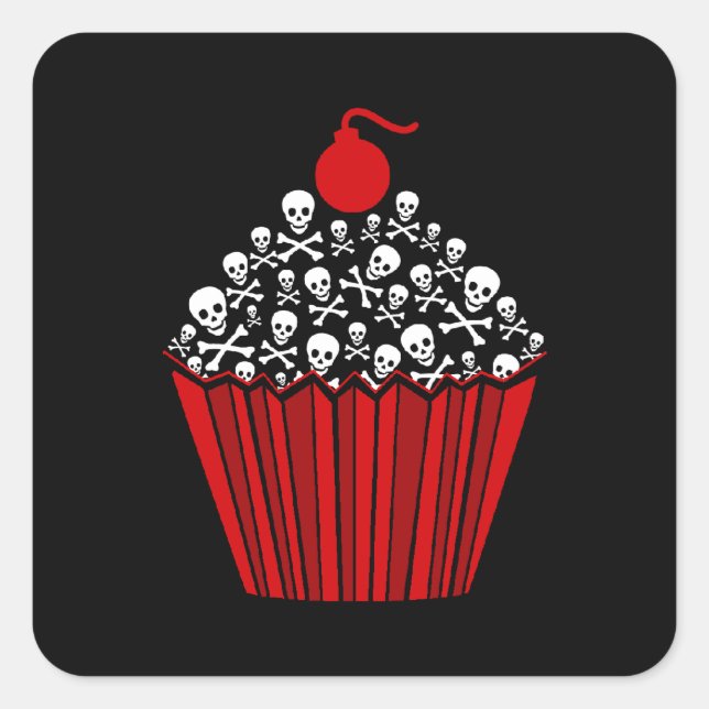 Skull Cupcake Square Sticker (Front)