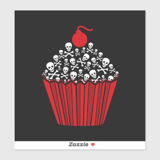 Skull Cupcake Sticker (Sheet)