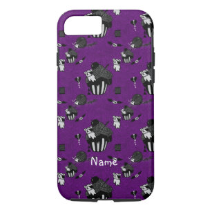 Skull Cupcakes Purple Goth doodle pattern iPhone 8/7 Case