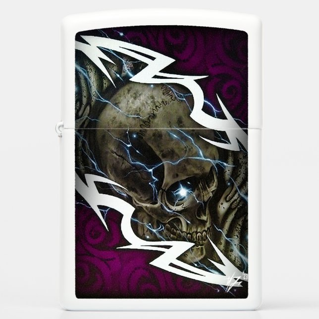 skull curtain stripe series vol.5 zippo lighter (Front)