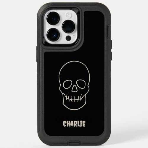 Skull Custom _ Bat Black and Bone White OtterBox iPhone 14 Pro Max Case