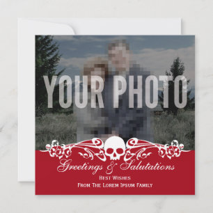 Skull Custom Photo Holiday Red Card