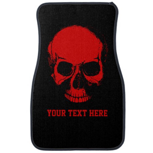 Skull _ Custom Text Red Skeleton Head Personalize Car Floor Mat