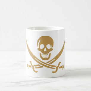 Skull & Cutlass Pirate Calico Jack in Aztec Gold  Coffee Mug