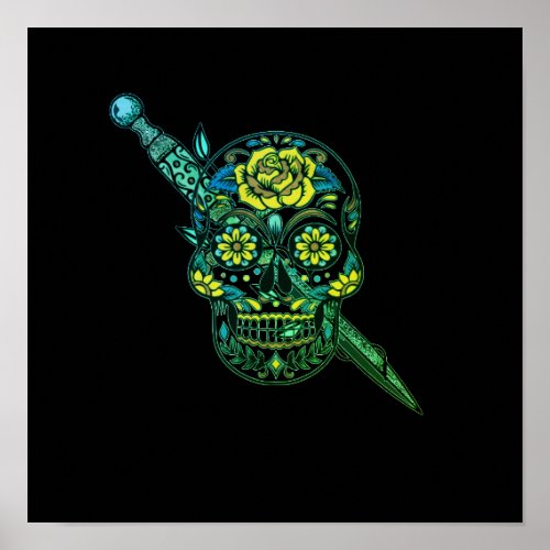 Skull  Dagger Premium Canvas Gloss Poster