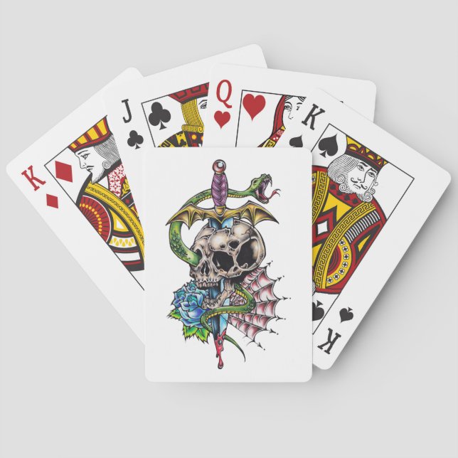 Skull & Dagger Tattoo Poker Cards (Back)